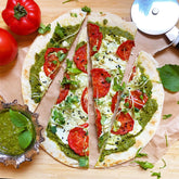 Pesto Tortilla Pizza with Arugula Microgreens